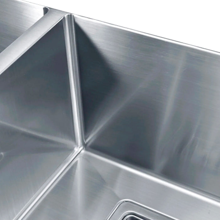 Cubic Double Bowl Kitchen Sink - Under Mount - 32" Stainless Steel/Brushed Stainless Steel
