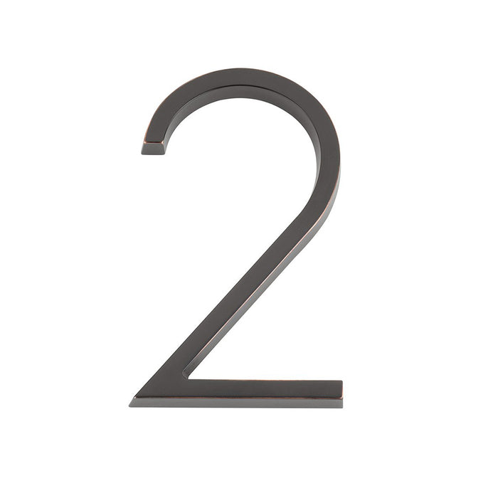 Modern "2" House Numbers - Wall Mount - 7" Zinc/Oil Rubbed Bronze