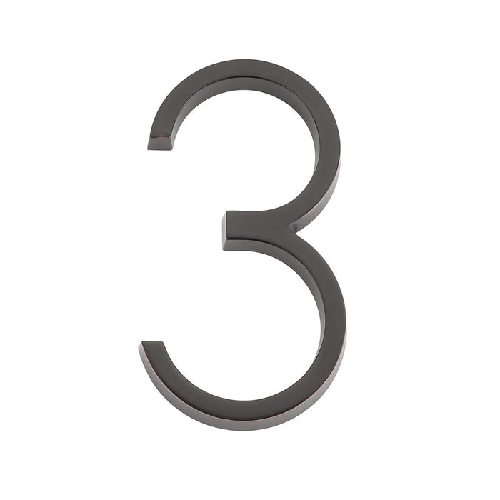 Modern "3" House Numbers - Wall Mount - 7" Zinc/Oil Rubbed Bronze
