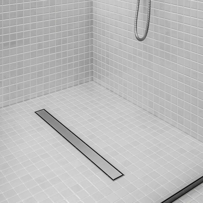 Bay Reversible 2 In 1 Linear Shower Drain - Floor Mount - 24" Stainless Steel/Satin