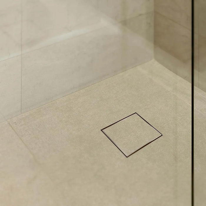 Delmar Mist (Tile-In) Center Square Shower Drain - Floor Mount - 6" Stainless Steel/Satin