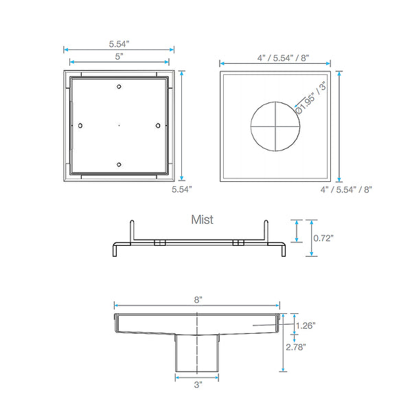 Mist (Tile-In) Center Shower Drain