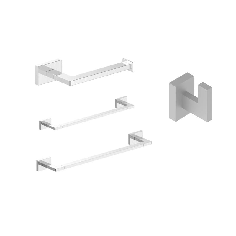 Devon Square Bathroom Accessories Set - Wall Mount - Brass/Polished Chrome