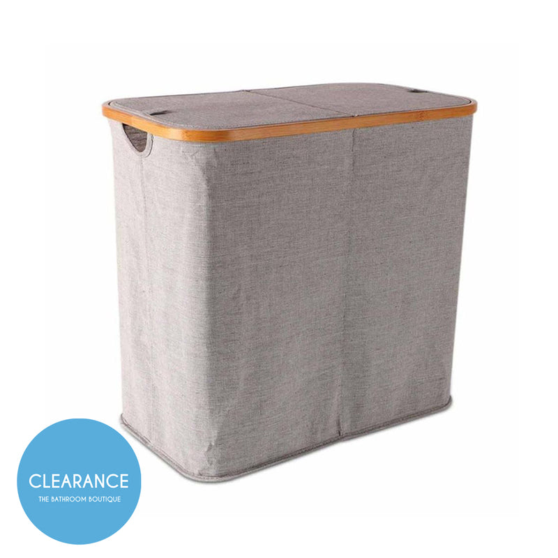 Bella Laundry Basket - Floor Standing - 20" Bamboo/Polyester/Gray