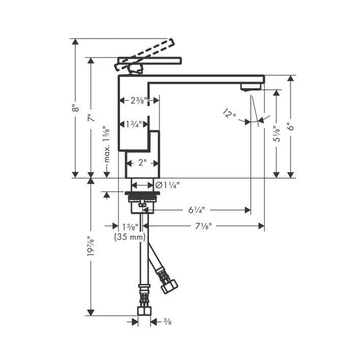 Edge Diamond Cut Bathroom Faucet - Single Hole - 7" Brass/Polished Chrome