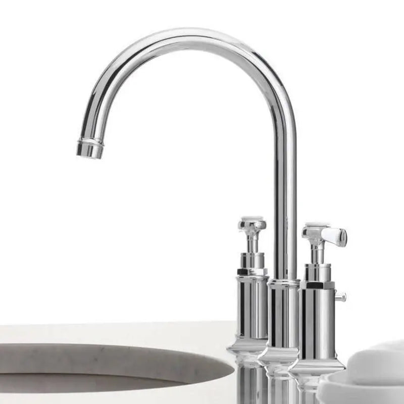 Montreux Lever Handles Bathroom Faucet - Widespread - 8" Brass/Polished Chrome