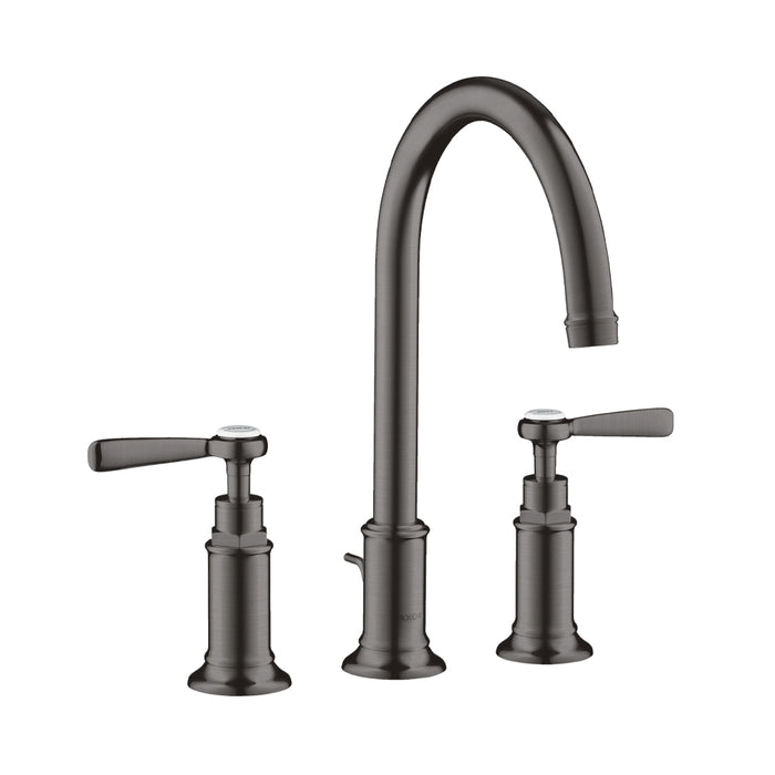 Montreux Lever Handles Bathroom Faucet - Widespread - 8" Brass/Brushed Black Chrome