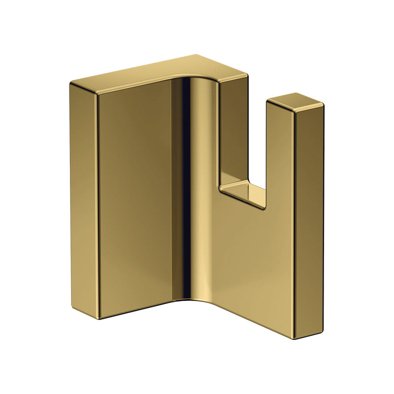 Universal Rectangular Single Hook - Wall Mount - 3" Brass/Polished Gold