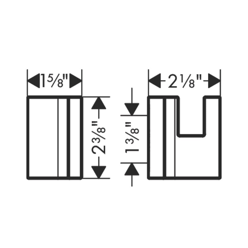 Universal Rectangular Single Hook - Wall Mount - 3" Brass/Brushed Black Chrome