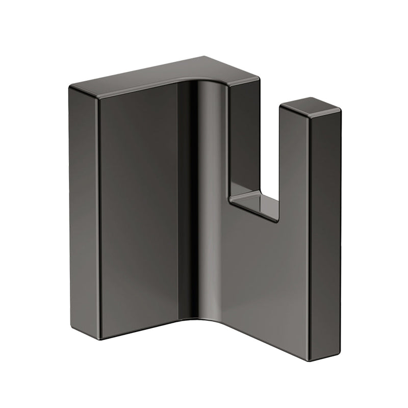 Universal Rectangular Single Hook - Wall Mount - 3" Brass/Polished Black Chrome