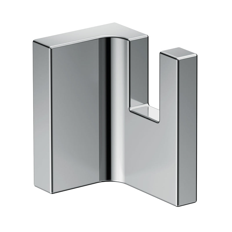 Universal Rectangular Single Hook - Wall Mount - 3" Brass/Polished Chrome