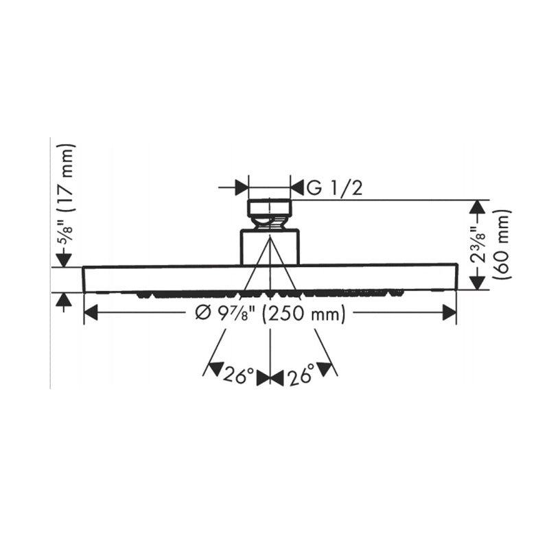 Showersolutions 2.5 Gpm Shower Head - Wall Mount - 10" Brass/Matt Black