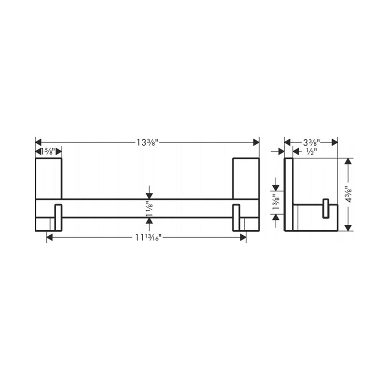 Universal Rectangular Towel Bar - Wall Mount - 12" Brass/Brushed Black Chrome