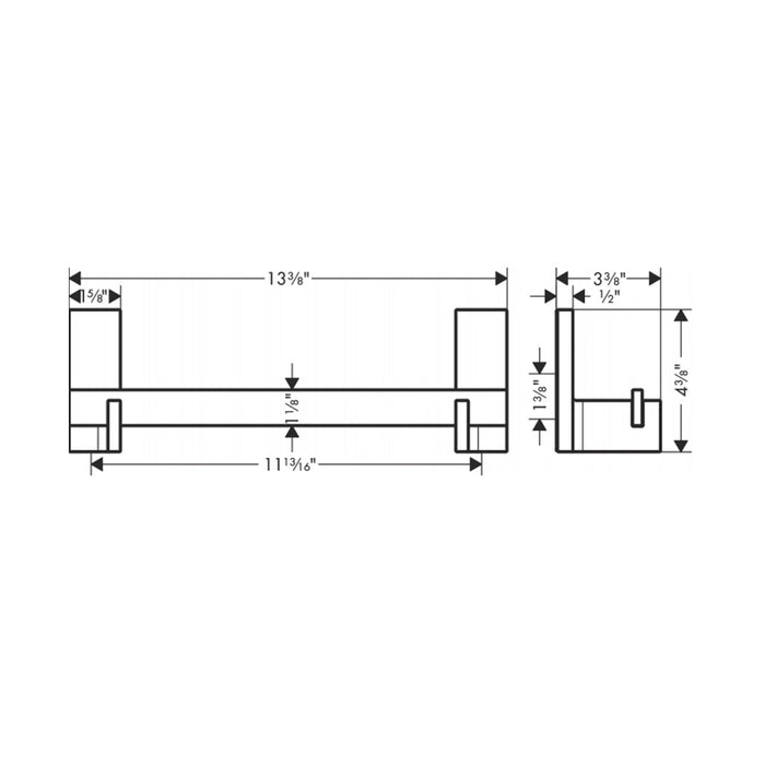 Universal Rectangular Towel Bar - Wall Mount - 12" Brass/Brushed Nickel