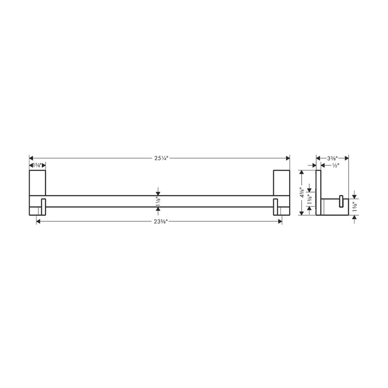Universal Rectangular Towel Bar - Wall Mount - 24" Brass/Polished Chrome