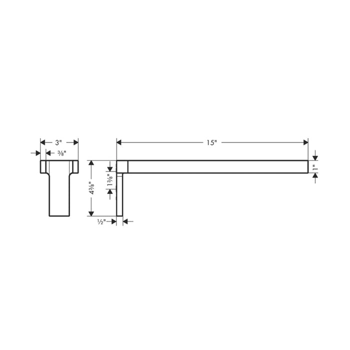 Universal Rectangular Double Towel Bar - Wall Mount - 15" Brass/Brushed Black Chrome