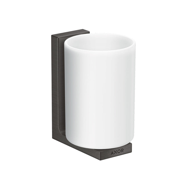 Universal Rectangular Toothbrush Holder - Wall Mount - 5" Brass/Brushed Black Chrome