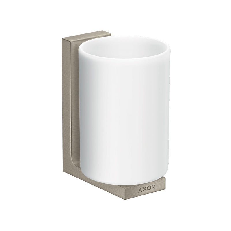 Universal Rectangular Toothbrush Holder - Wall Mount - 5" Brass/Brushed Nickel