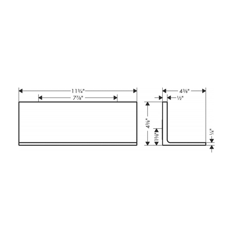 Universal Rectangular Towel Shelf - Wall Mount - 12" Brass/Brushed Black Chrome