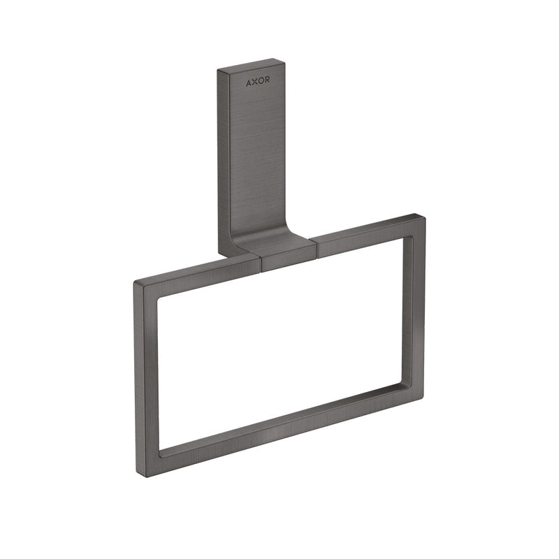 Universal Rectangular Towel Ring - Wall Mount - 8" Brass/Brushed Black Chrome