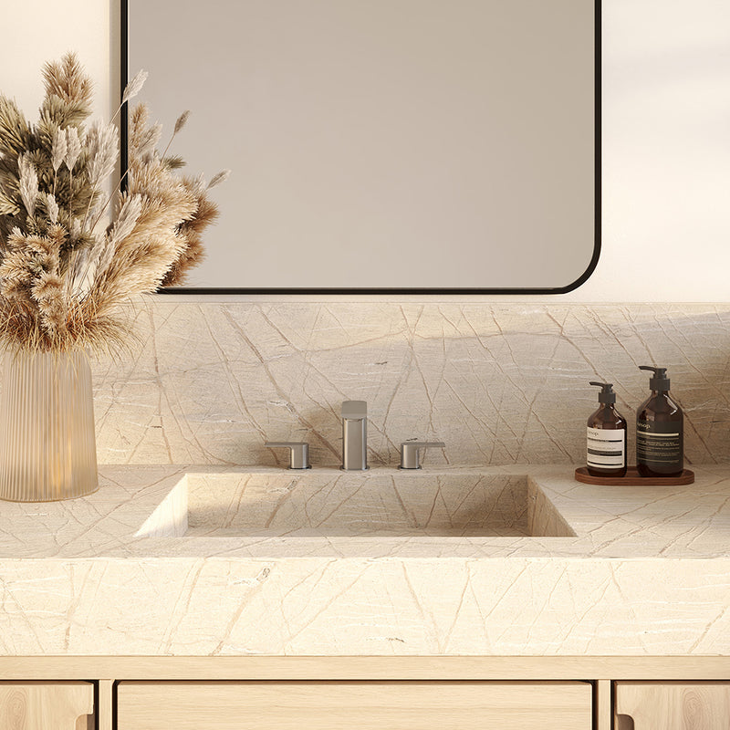 TMR Plus Bathroom Faucet - Widespread - 8" Brass/Brushed Nickel