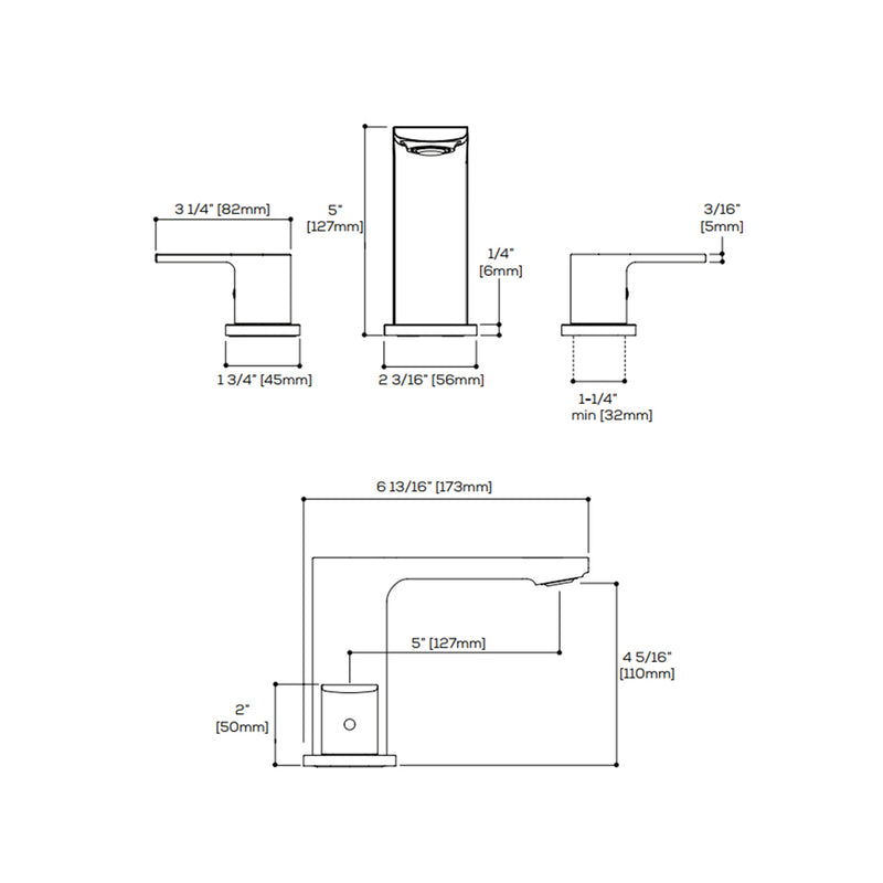 TMR Plus Bathroom Faucet - Widespread - 8" Brass/Brushed Nickel