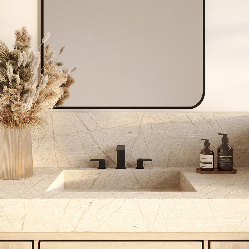 TMR Plus Bathroom Faucet - Widespread - 8" Brass/Electro Black