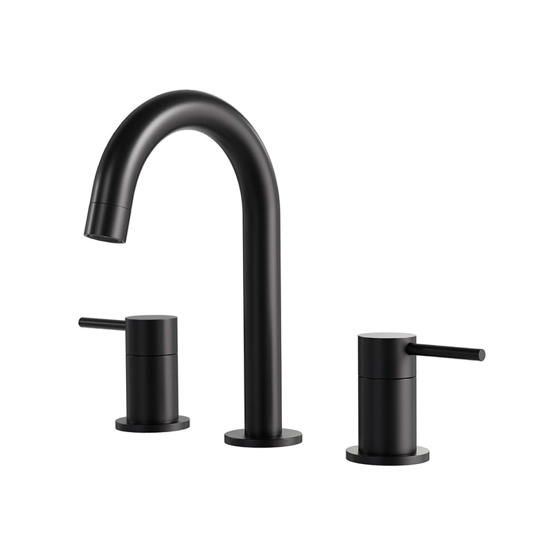 Umix Round Bathroom Faucet - Widespread - 8" Brass/Electro Black