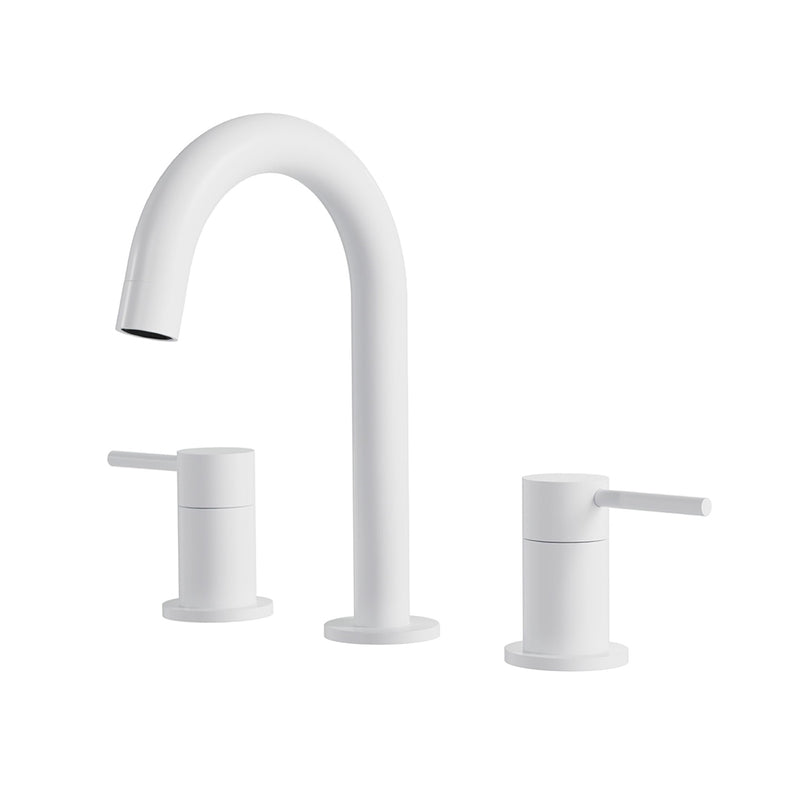 Umix Round Bathroom Faucet - Widespread - 8" Brass/White