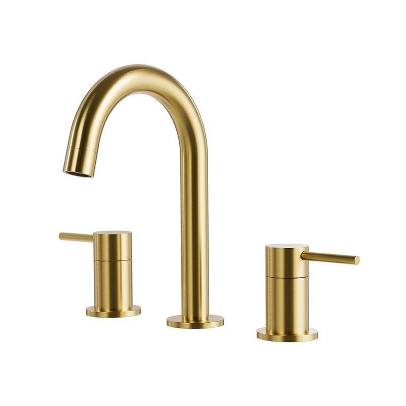 Umix Round Bathroom Faucet - Widespread - 8" Brass/Sunset PVD