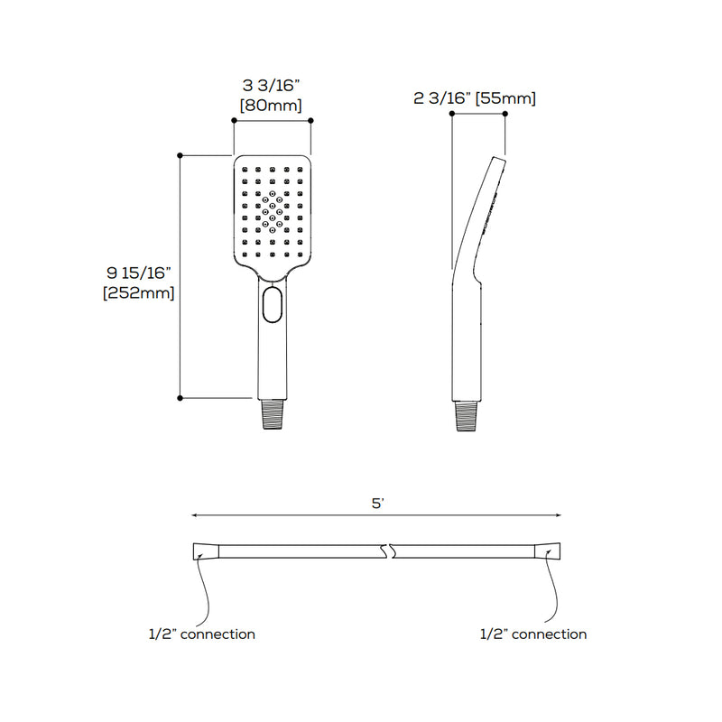 Square 3 Way Thermostatic Trim Complete Shower Set - Wall Mount - 10" Brass/Sunset Pvd