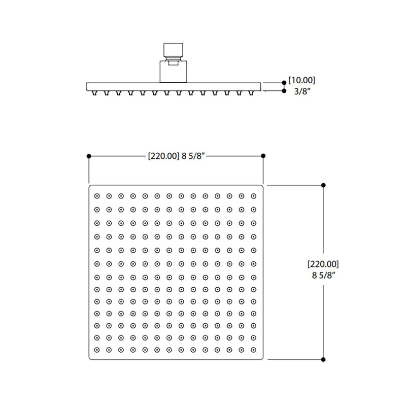 Square Rainhead Shower Head - Wall Or Ceiling Mount - 8" Brass/Brushed Nickel