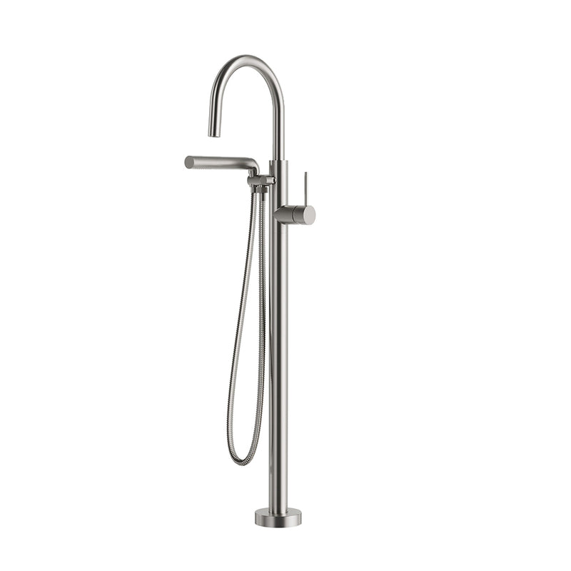 Umix Hand Shower Tub Faucet - Floor Mount - 41" Brass/Brushed Nickel