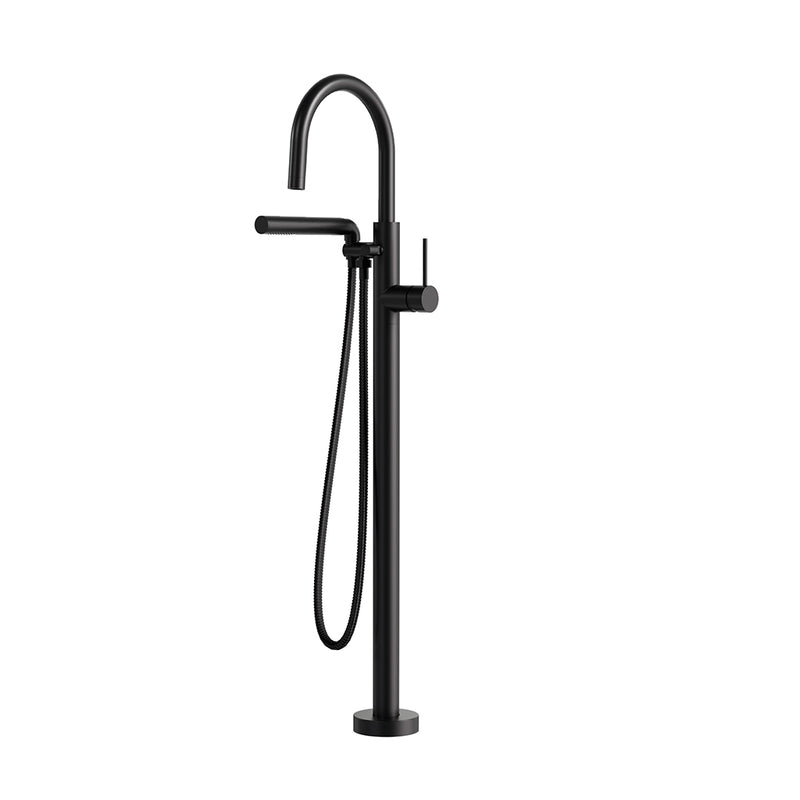 Umix Hand Shower Tub Faucet - Floor Mount - 41" Brass/Electro Black