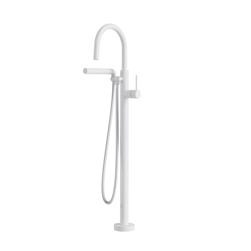 Umix Hand Shower Tub Faucet - Floor Mount - 41" Brass/White