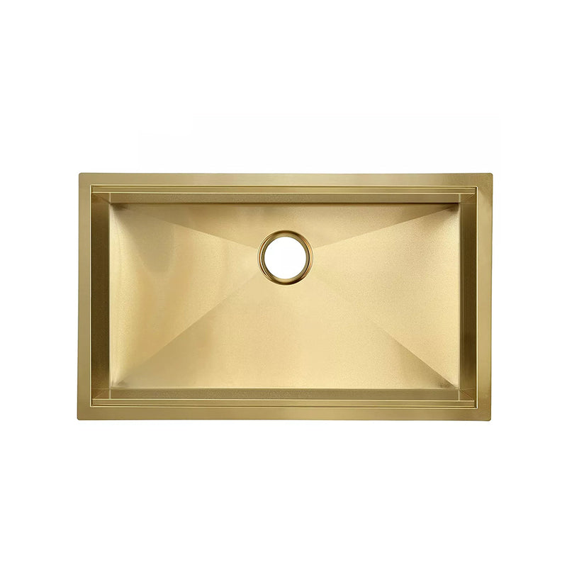 Handmade Single Bowl Kitchen Sink - Under Mount - 33" Stainless Steel/Matt Gold