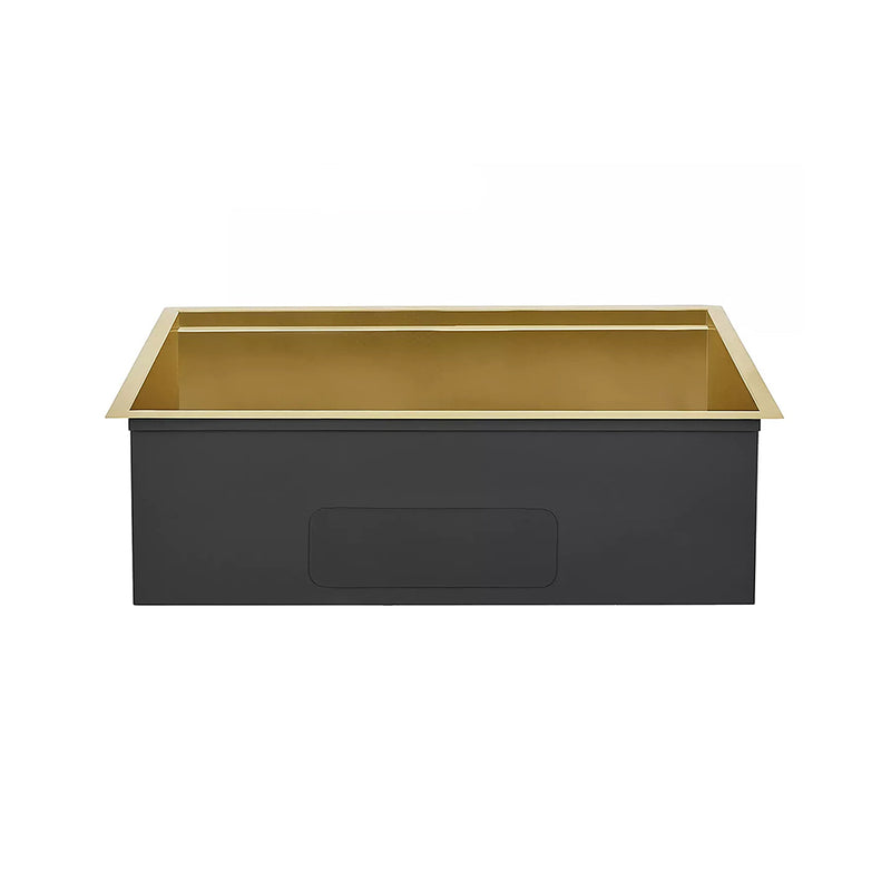 Handmade Single Bowl Kitchen Sink - Under Mount - 33" Stainless Steel/Matt Gold