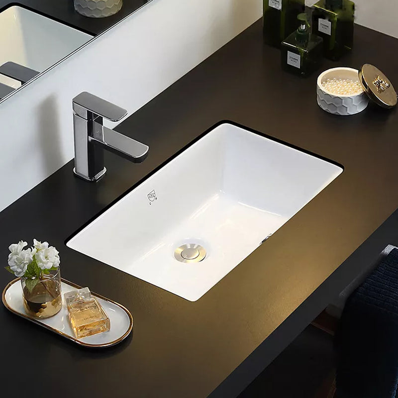 Rectangular Bathroom Sink - Under Mount - 21" Ceramic/White