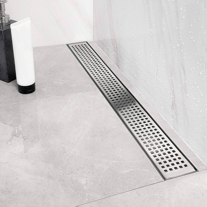 Rectangle Linear Shower Drain - Floor Mount - Stainless Steel/Polished Chrome