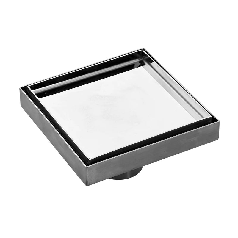Square Linear Shower Drain - Floor Mount - Stainless Steel/Tile