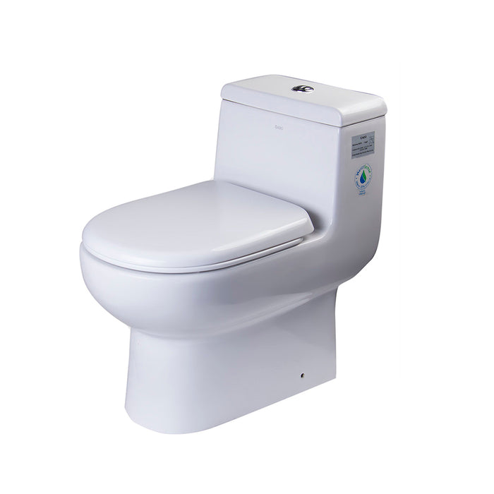 Eago Elongated Complete Dual Flush One Piece Toilet - Floor Mount - 16" Ceramic/White