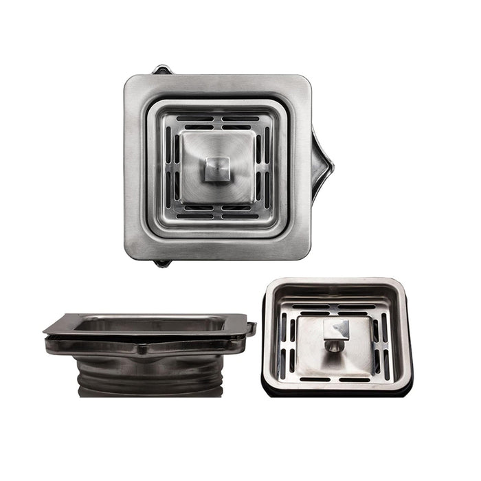 Square Garbage Disposal Waste Adapter - Single Hole - 4" Stainless Steel/Polished Stainless Steel