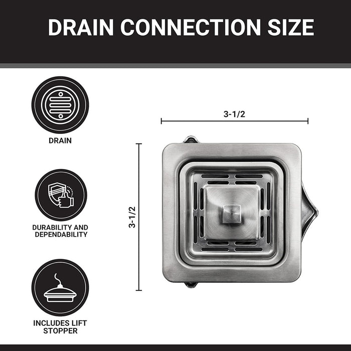Square Garbage Disposal Waste Adapter - Single Hole - 4" Stainless Steel/Polished Stainless Steel