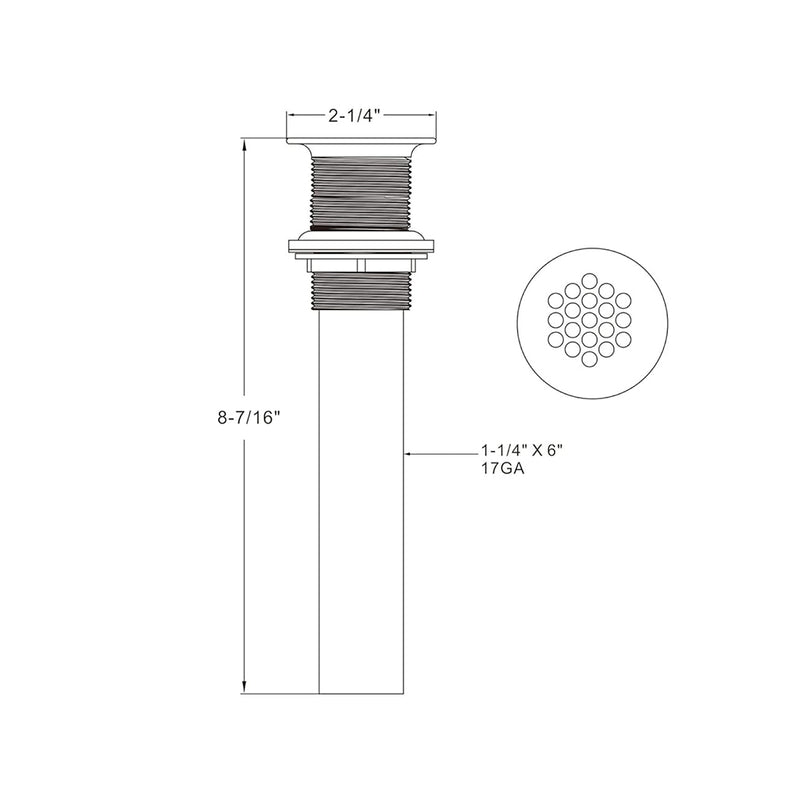Universal Without Overflow Grid Strainer Sink Drain - Single Hole - 2" Stainless Steel/Matt Black
