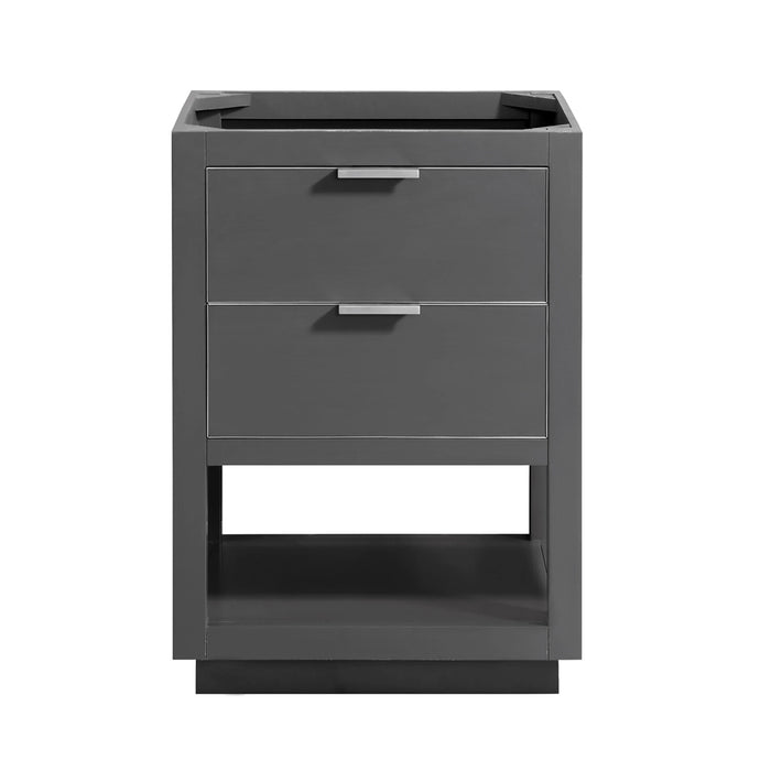 Allie 2 Drawers Bathroom Vanity with Carrara Sink - Floor Mount - 24" Wood/Gray/Brushed Silver