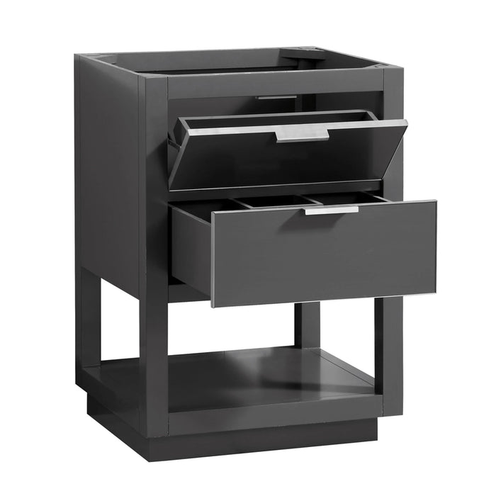 Allie 2 Drawers Bathroom Vanity with Carrara Sink - Floor Mount - 24" Wood/Gray/Brushed Silver