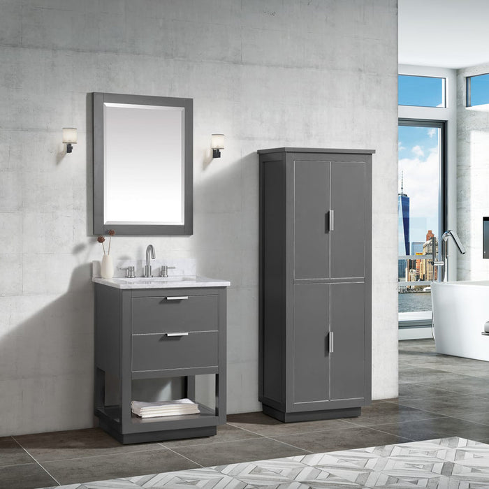 Allie 2 Drawers Bathroom Vanity with Carrara Sink - Floor Mount - 24" Wood/Gray/Brushed Silver