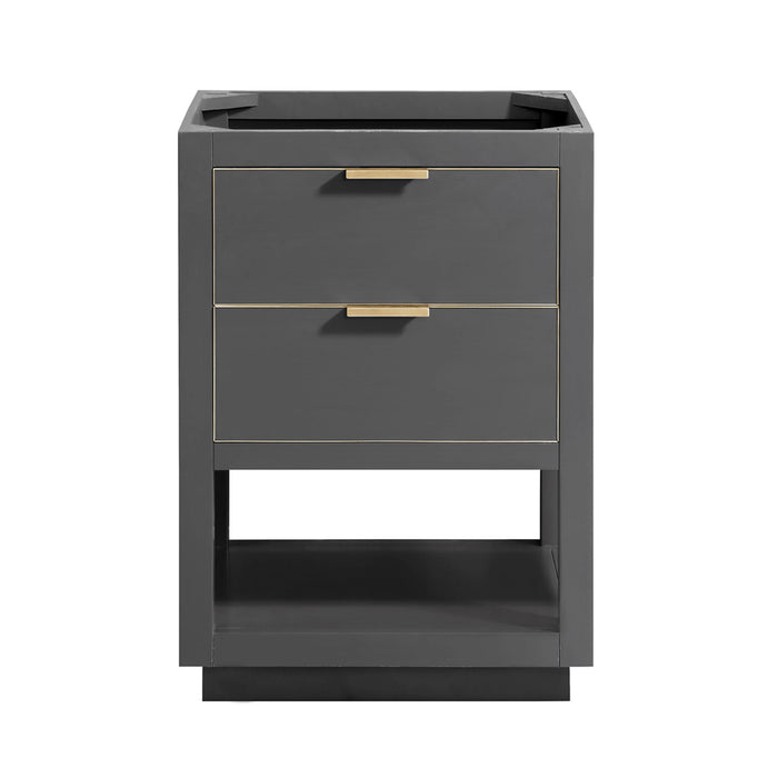 Allie 2 Drawers Bathroom Vanity with Carrara Sink - Floor Mount - 24" Wood/Gray/Matte Gold