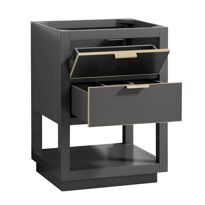 Allie 2 Drawers Bathroom Vanity with Carrara Sink - Floor Mount - 24" Wood/Gray/Matte Gold