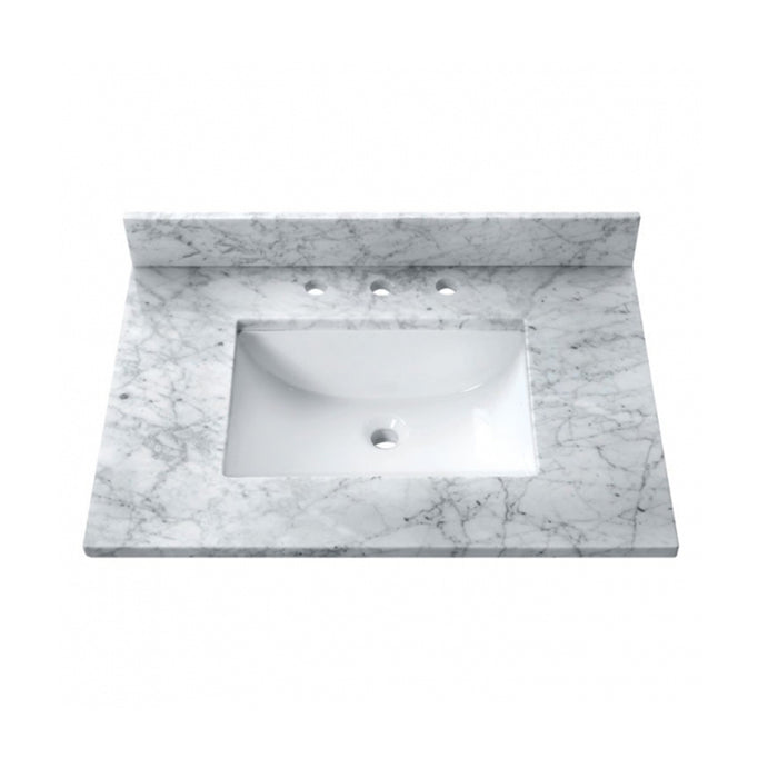 Allie 2 Drawers Bathroom Vanity with Carrara Sink - Floor Mount - 24" Wood/White/Brushed Silver